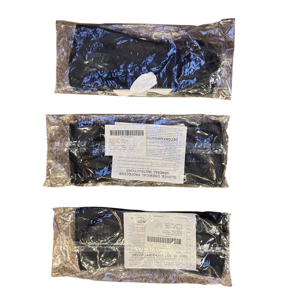 Vintage Chemical Protective Gloves Medium New Sealed Set of 3 Black 1988 - Picture 2 of 10